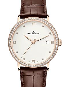 Blancpain Villeret Ultraplate Red Gold 38mm Opaline Set with Diamond Dial Leather Strap 6224 2987 55B - BRAND NEW
