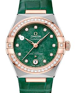 Omega Constellation Co-Axial Master Chronometer 29mm Steel-Sedna Gold Green Dial Leather Strap 131.28.29.20.99.001