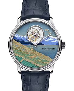 Blancpain Métiers d'Art Émail Cloisonné Platinum 42mm Blue Dial Leather Strap 66240 3433 55B - BRAND NEW