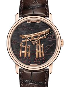 Blancpain Métiers D'Art Binchotan Red Gold 42mm Black Dial Leather Strap 6612 3621 55B - BRAND NEW