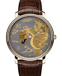 Blancpain Métiers D'Art Damasquinée Red Gold 45mm Grey Dial Leather Strap 6615B 3612 55B - BRAND NEW