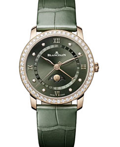 Blancpain Villeret Quantième Phases de Lune Red Gold 33.2mm Sunburst Green Dial 6126 2953 55B - BRAND NEW