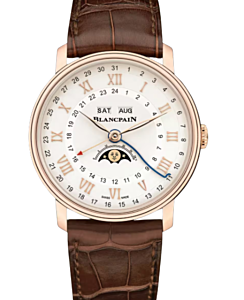 Blancpain Villeret Quantième Complet Phases de Lune GMT Red Gold 40.5mm Opaline Dial 6676 3642 55B - BRAND NEW
