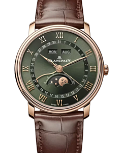 Blancpain Villeret Quantième Complet Red Gold 40mm Sunburst Green Dial 6654A 3653 55B - BRAND NEW