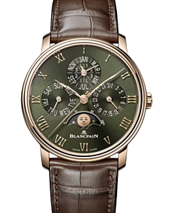 Blancpain Villeret Quantième Perpétuel Red Gold 40.3mm Sunburst Green Dial 6656 3653 55B - BRAND NEW