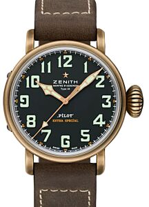 Zenith Pilot Type 20 Extra Special Bronze Black Arabic Dial & Leather Strap 29.2430.679/21.C753 - BRAND NEW