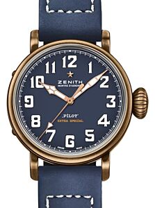 Zenith Pilot Type 20 Extra Special Bronze Blue Arabic Dial & Leather Strap 29.1940.679/57.C808 - BRAND NEW