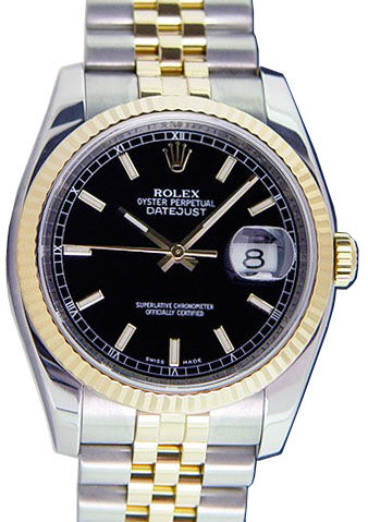 Rolex datejust gold black face discount