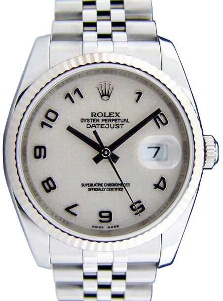 Rolex Datejust 36 116234-WHTAFJ White Arabic Fluted White