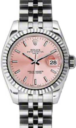 Rolex Lady-Datejust 26 179174-PNKSJ Pink Index Fluted White