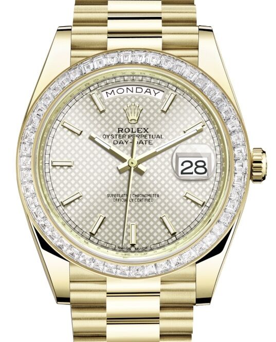 Rolex Day-Date 40 228398TBR Silver Diagonal Motif Index