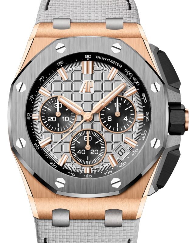Audemars Piguet Royal Oak Offshore Chronograph 43mm Pink Rose Gold Titanium Bezel Grey Dial 26420OI.OO.A015VE.01 BRAND NEW