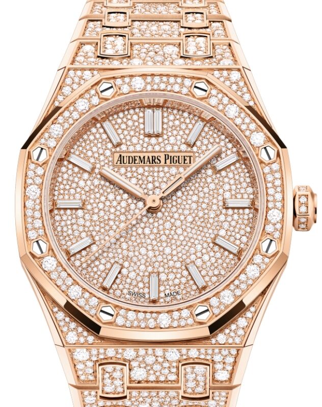 Audemars Piguet Royal Oak Self Winding 34mm Pink Rose Gold Diamond Dial 77452OR.ZZ.1365OR.01 BRAND NEW