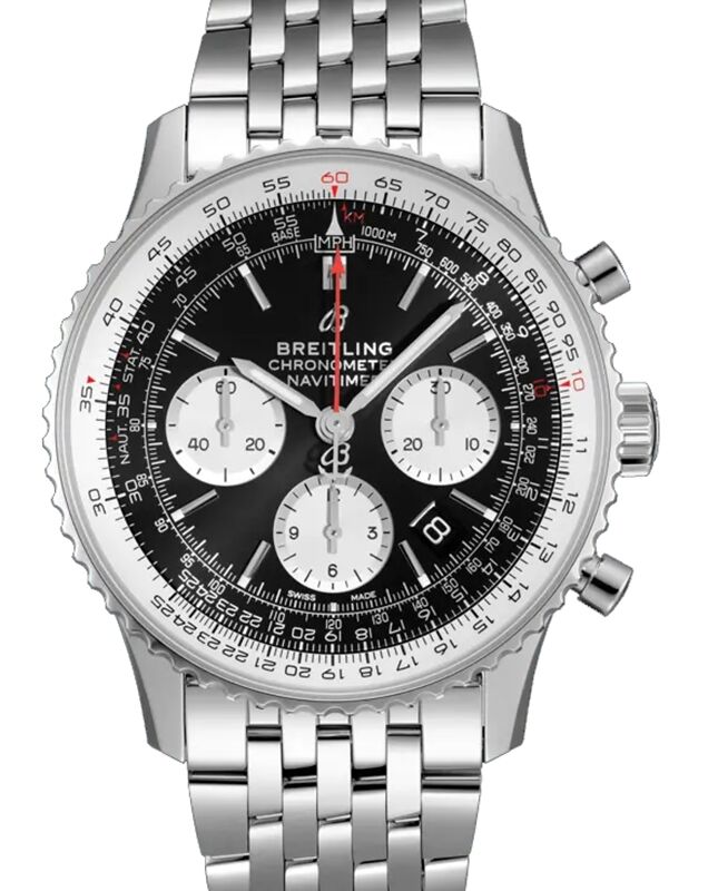 Breitling Navitimer B01 Chronograph 43 Stainless Steel 43mm Black Dial Steel Bracelet AB0121211B1A1 BRAND NEW
