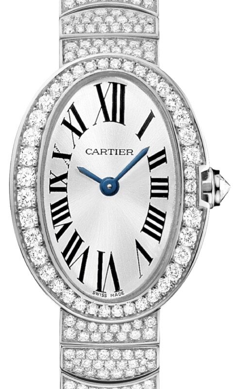 Cartier Baignoire Women s Watch Mini Quartz White Gold Diamonds Silver Dial White Gold Diamond Bracelet BRAND NEW