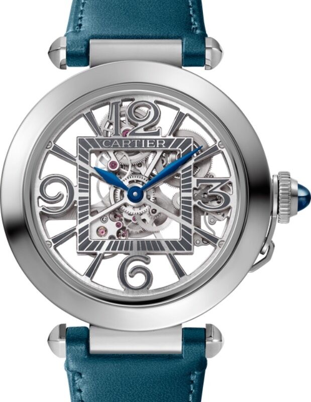 Cartier Pasha De Cartier Men s Watch Interchangeable Metal and Leather Straps Automatic Stainless Steel 41mm Skeleton Dial Leather Strap WHPA0009 BRAND NEW