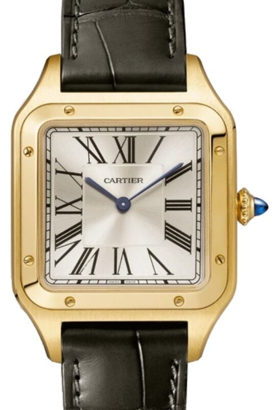 Cartier Santos Dumont Men s Watch Large Manual Winding Yellow Gold Champagne Dial Alligator Leather Strap WGSA0027 BRAND NEW
