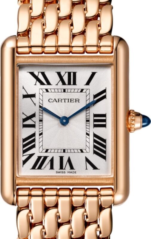 Cartier Tank Louis Cartier Ladies Watch Large Manual Winding Rose Gold Silver Dial Rose Gold Bracelet WGTA0024 BRAND NEW