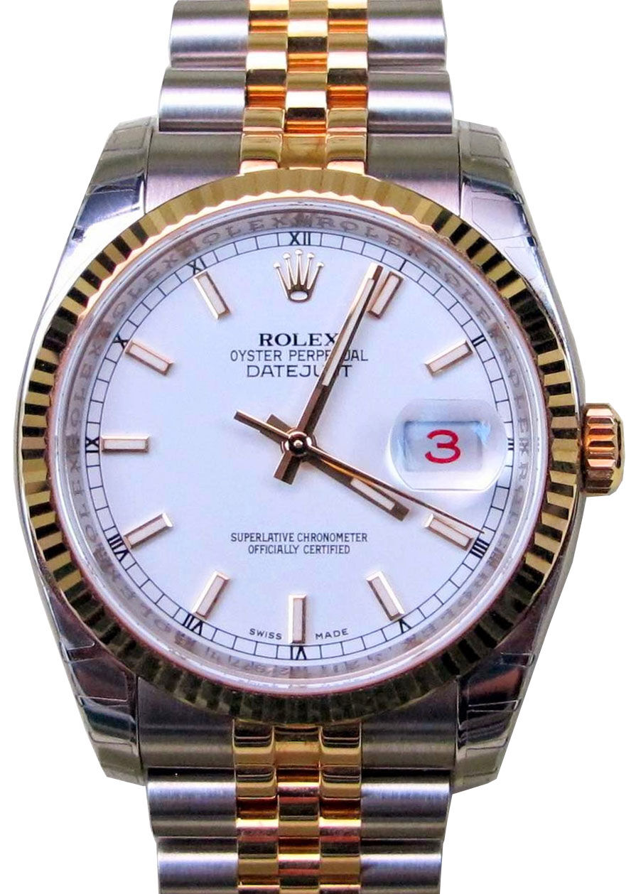 Rolex Datejust 36 116233-BLUSJ Blue Index Fluted Yellow Gold