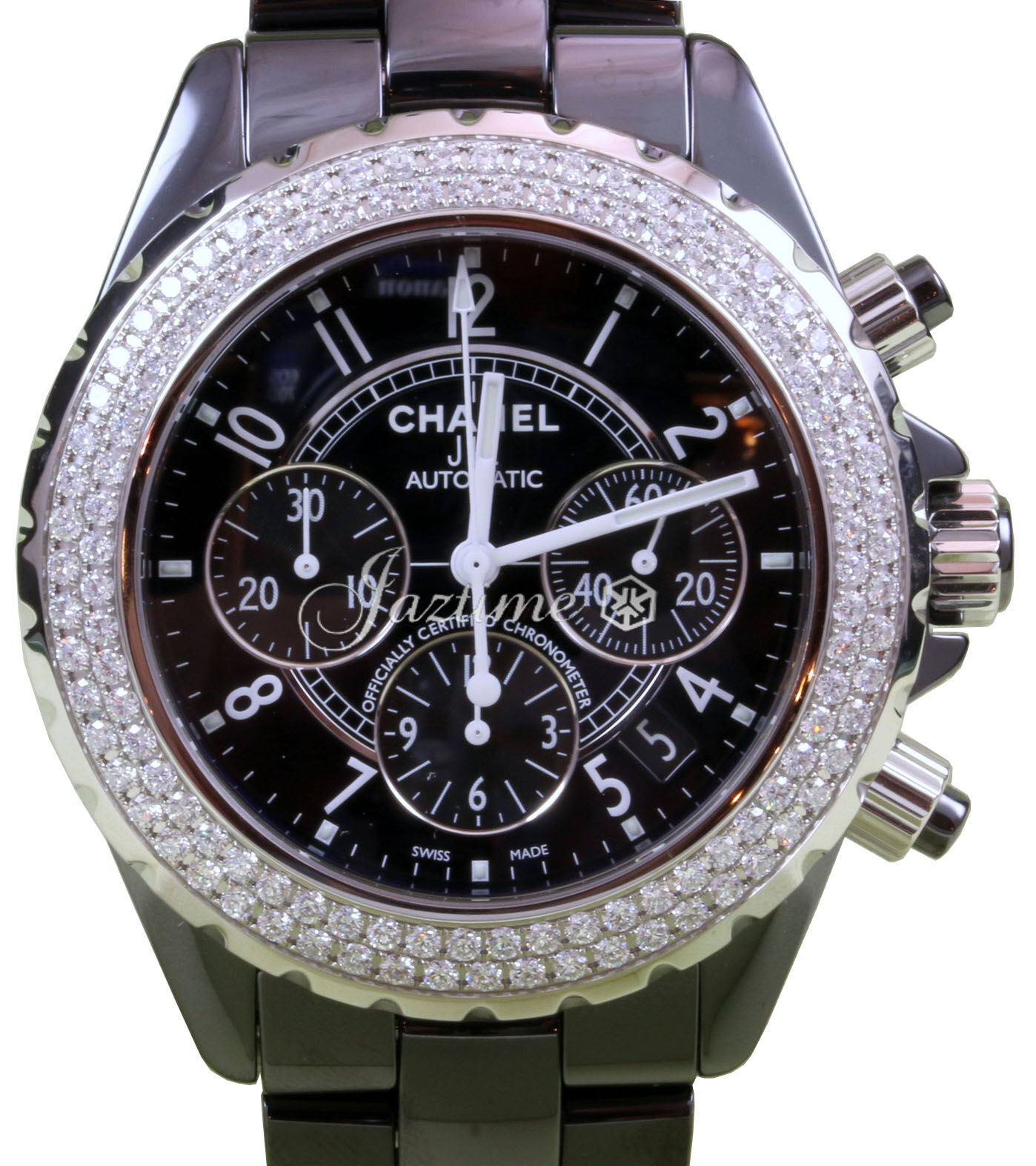 【値下げ】 Chanel J12 41mm Chronograph Diamond Ceramic Black H1009 J12