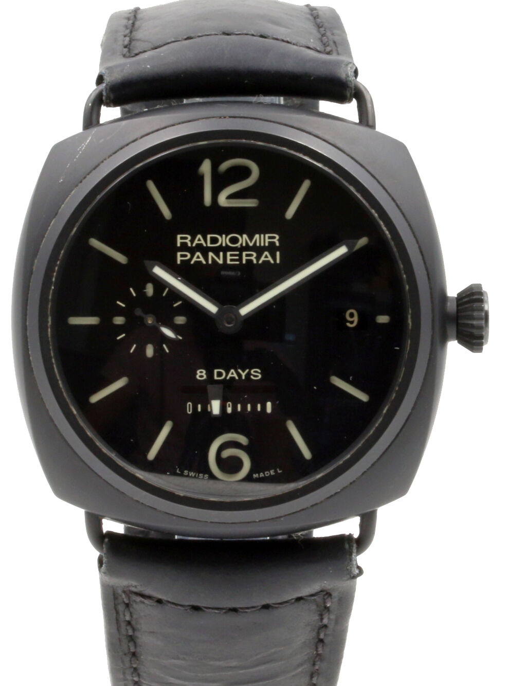 Panerai PAM 384 Radiomir 8 Days Ceramica Black Ceramic Leather Men s 45mm Leather