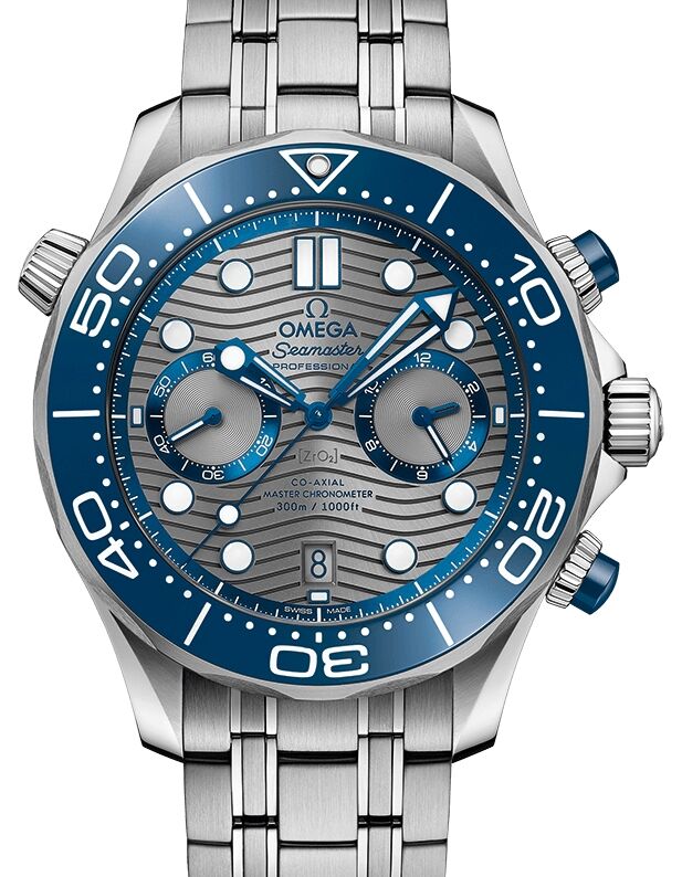 Omega Seamaster Diver 300M Co Axial Master Chronometer Chronograph 44mm Stainless Steel Grey Dial 210.30.44.51.06.001 BRAND NEW