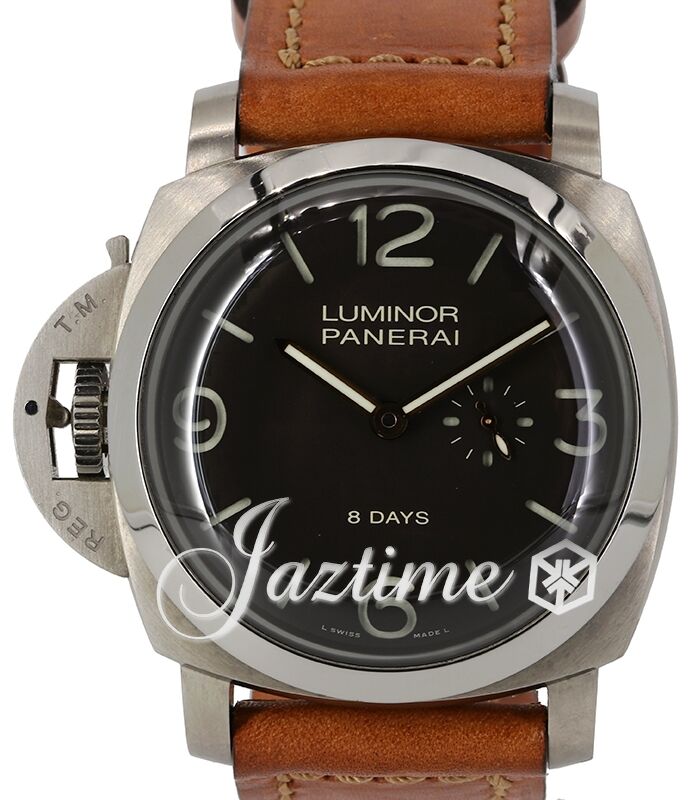 新規購入 1950 Luminor Panerai Pam Brown Bezel Titanium Dial Black 368 時計