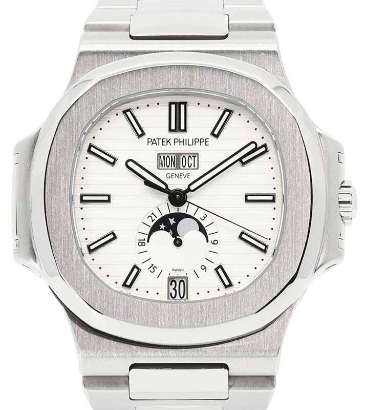 Patek Philippe Nautilus Steel Annual Calendar Moon Phases White Dial 5726 1A 010