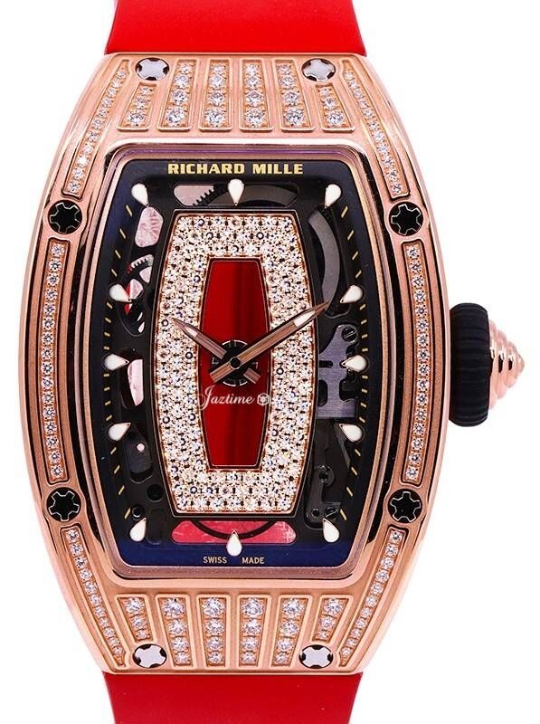 Richard Mille Lady Rose Gold Medium Set Diamond Jasper Dial