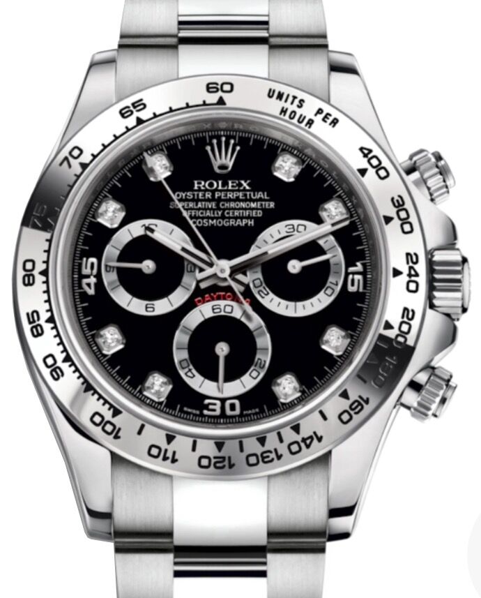 Rolex Daytona White Gold Black Diamond Dial Oyster Bracelet 116509 BRAND NEW