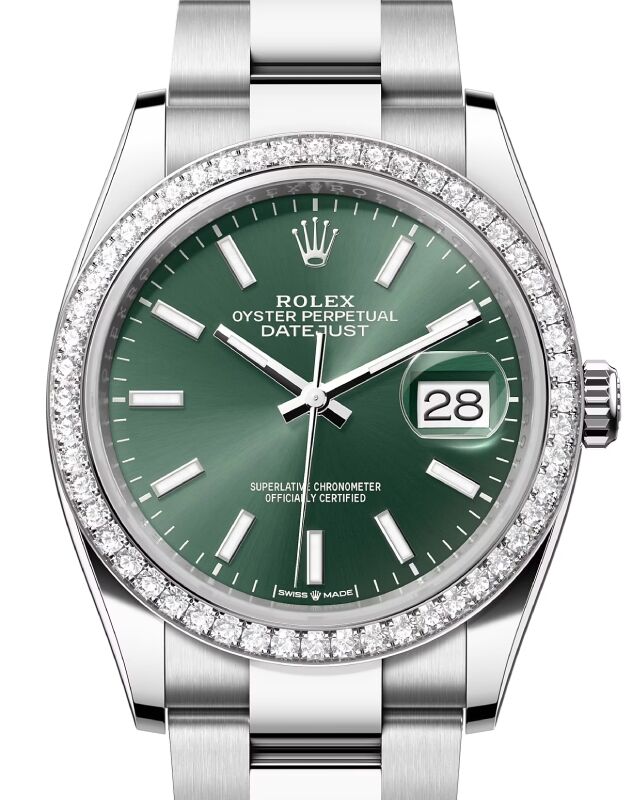 【ネット限定】 Mint Gold/Steel White 36 Datejust Rolex Green Dial Index ダイエット・健康