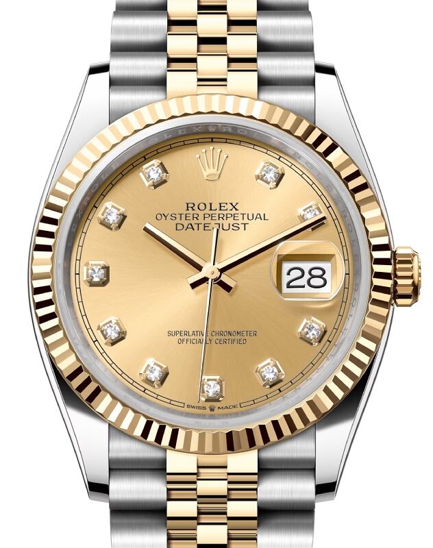Rolex Datejust 36 Yellow Gold/Steel Champagne Diamond Dial