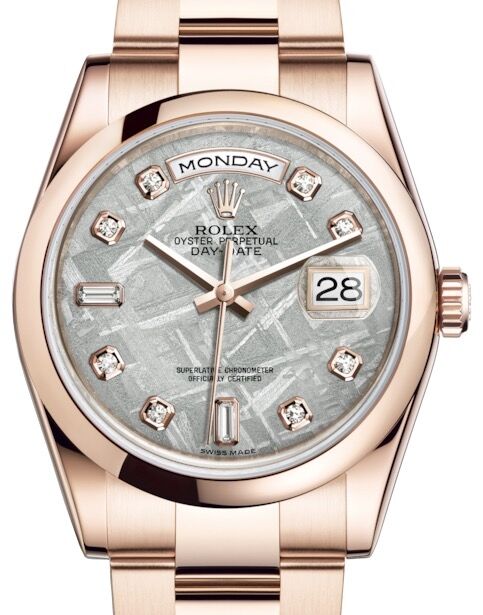 たま777 Rolex Day-Date 36 Rose Gold Ferrite Diamond Dial & Smooth