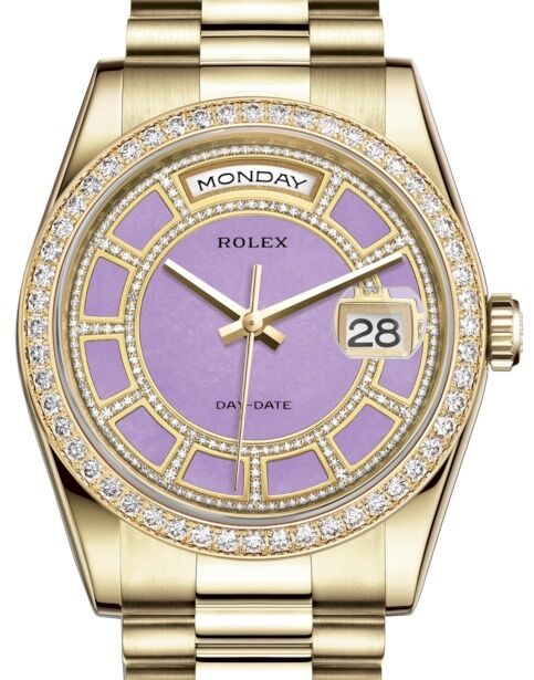 ( *´꒳`* ) Rolex Day-Date 36 Yellow Gold Carousel of Lavender Jade