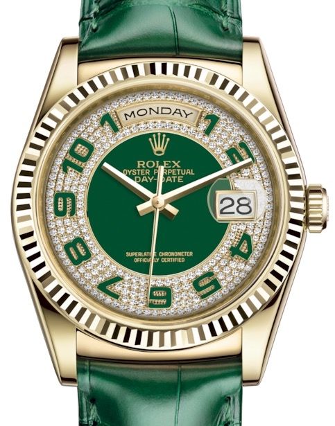 Rolex day date green leather hotsell