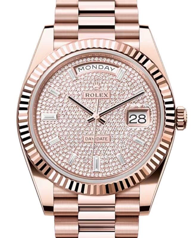 Rolex Day Date 40 President Rose Gold Diamond Pave Dial 228235