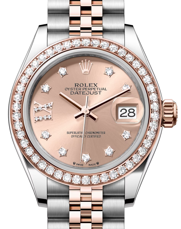 完璧 Rolex Lady Datejust 28 Rose Gold/Steel Rose Diamond IX Dial アクセサリー
