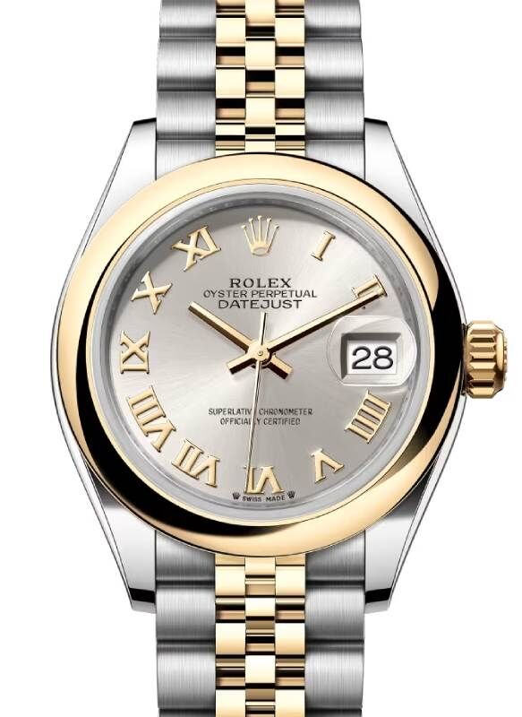 Rolex Datejust 28 279173 Silver Diamond Fluted Bezel Yellow