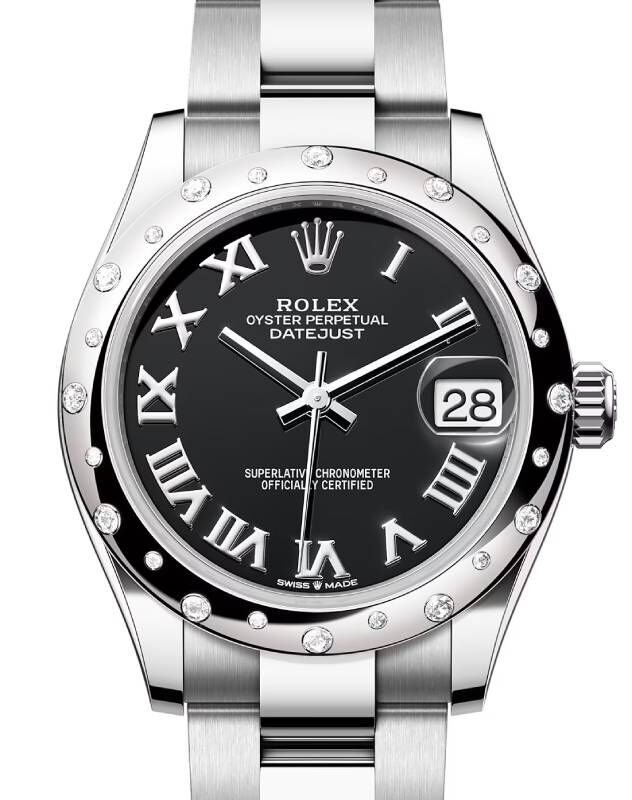 Rolex Datejust 31 White Gold/Steel Bright Black Roman Dial