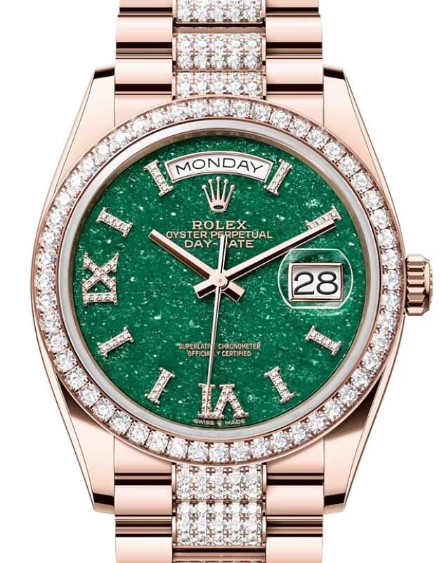 Rolex president rose gold green dial outlet