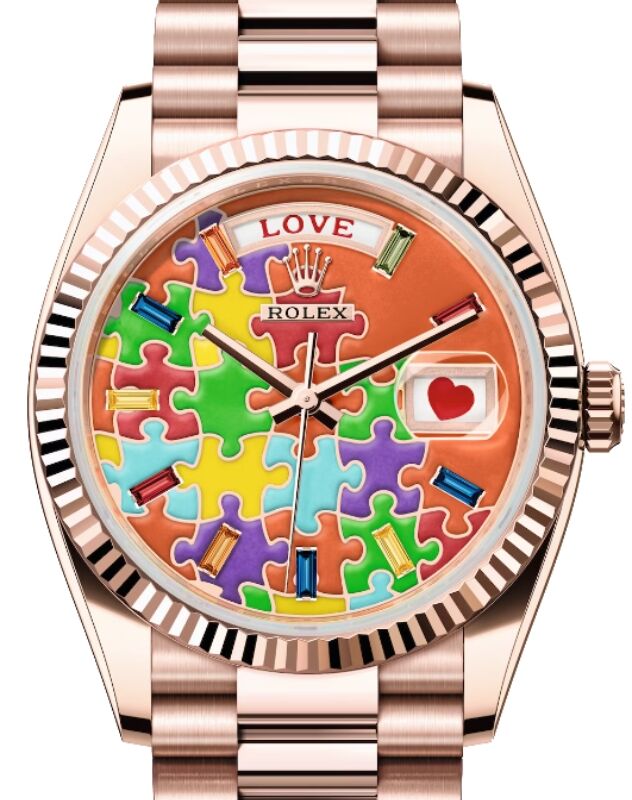 ROLEXディスプレイ Rolex Day-Date 36 President Rose Gold Orange 