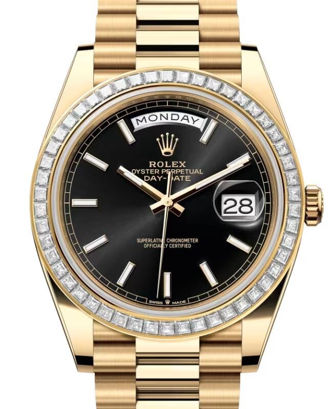 Rolex Day-Date 40 President Yellow Gold Bright Black Index