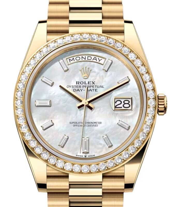 Rolex Day-Date 40 President Yellow Gold White Mother of