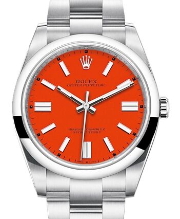 Rolex Oyster Perpetual 41 Stainless Steel Coral Index Dial Smooth Bezel Oyster Bracelet 124300 BRAND NEW