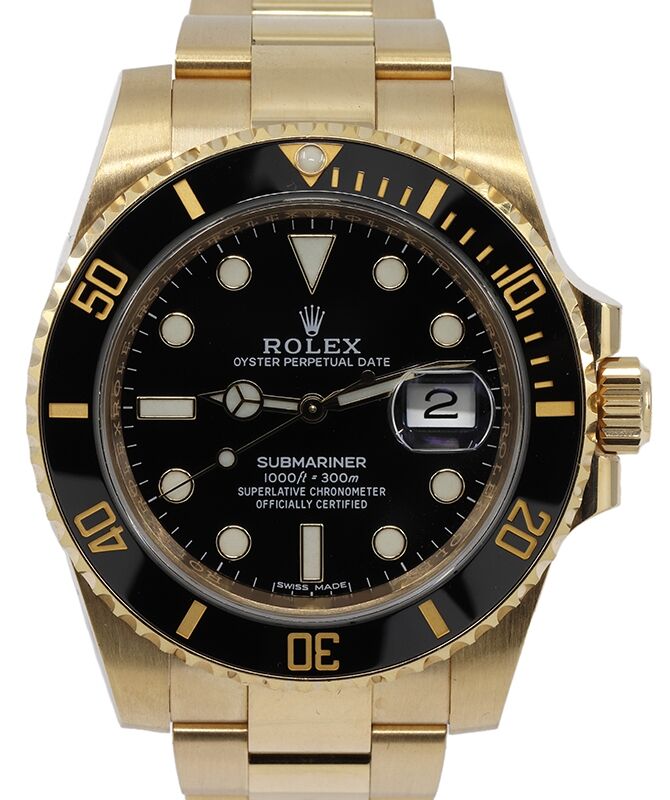 Full 18k Yellow Gold Rolex Submariner Watches ON SALE