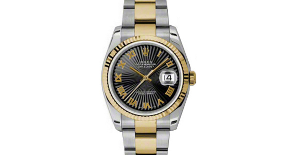 Rolex Datejust 36 116233-BKSRFO Black Sunbeam Roman Fluted Yellow