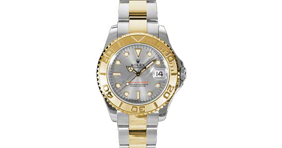 Rolex Yacht-Master 35 168623-PLT Platinum Dial Yellow Gold Bezel