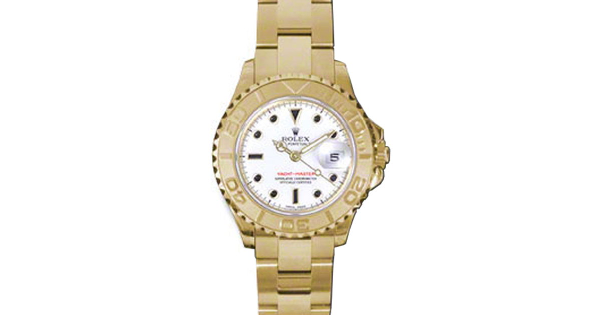 Rolex Yacht-Master 29 169628-WHT White Black Dial Yellow Gold