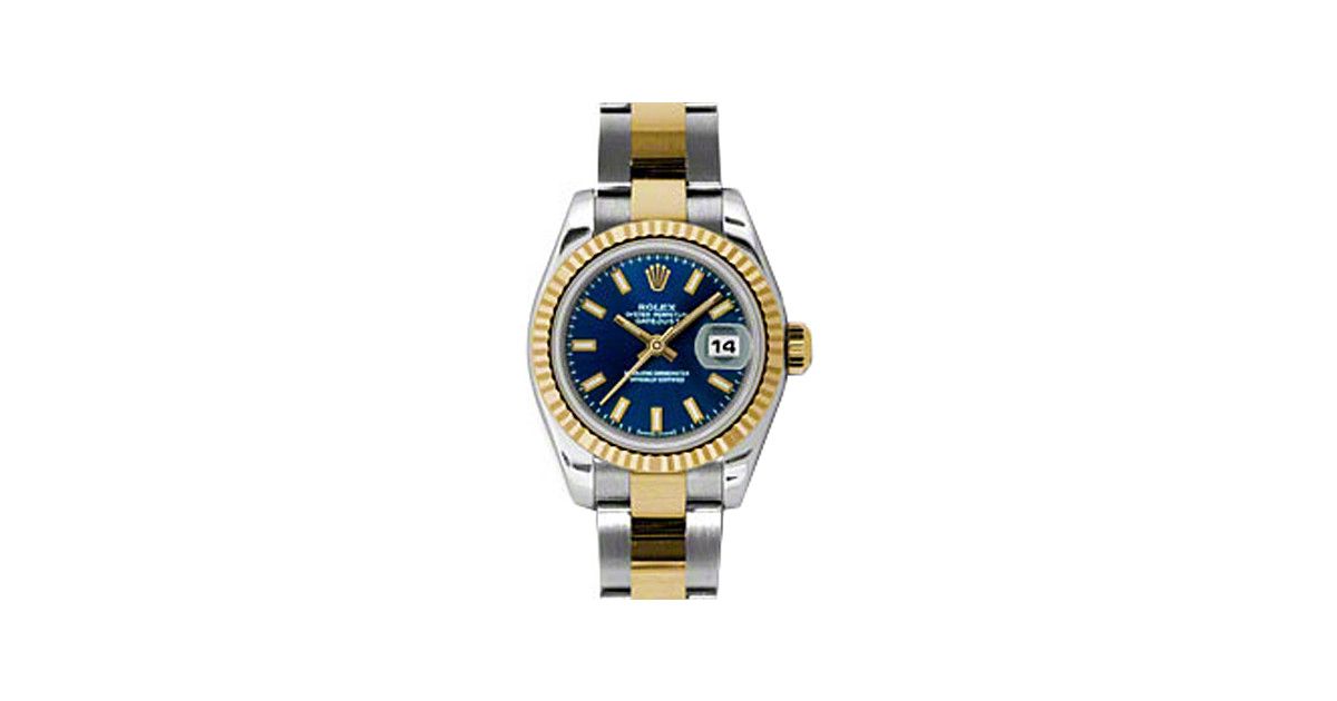 Rolex Lady-Datejust 26 179173-BLUSO Blue Index Fluted Yellow Gold