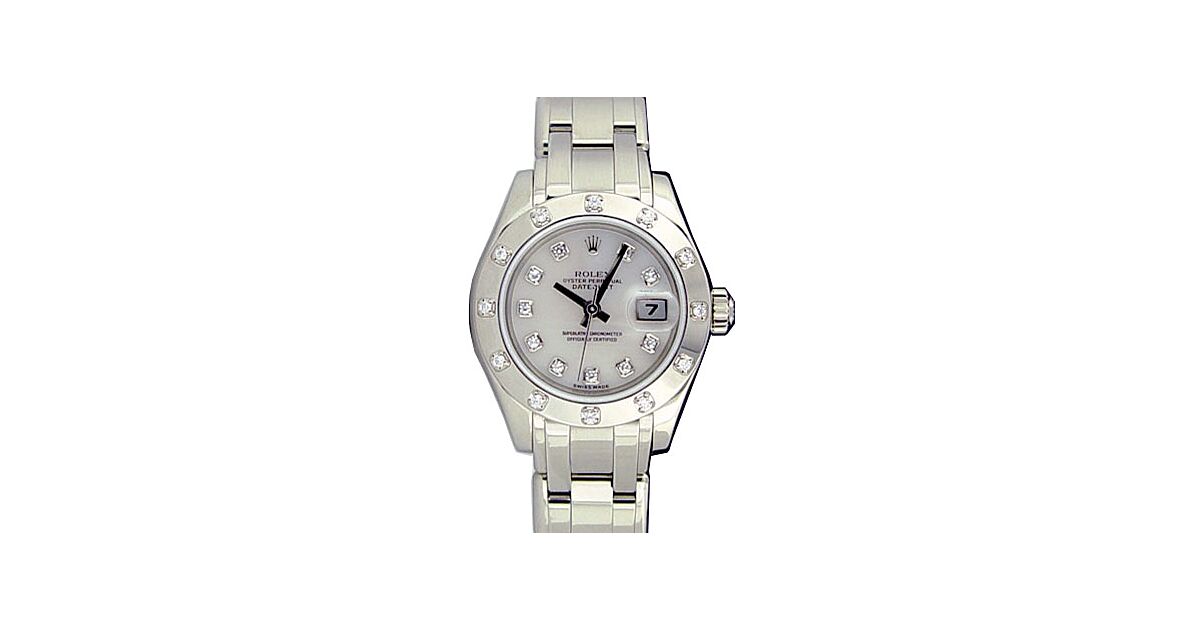 Rolex Datejust Pearlmaster 29 80319 White Diamond Set White Gold